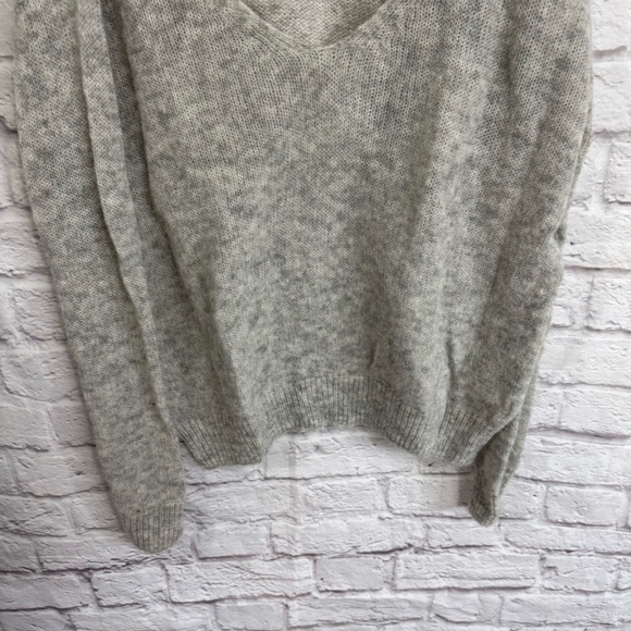 Free People Wool Alpaca Sweater Long Sleeve XS oatmeal grey V-neck oversized - Picture 3 of 5